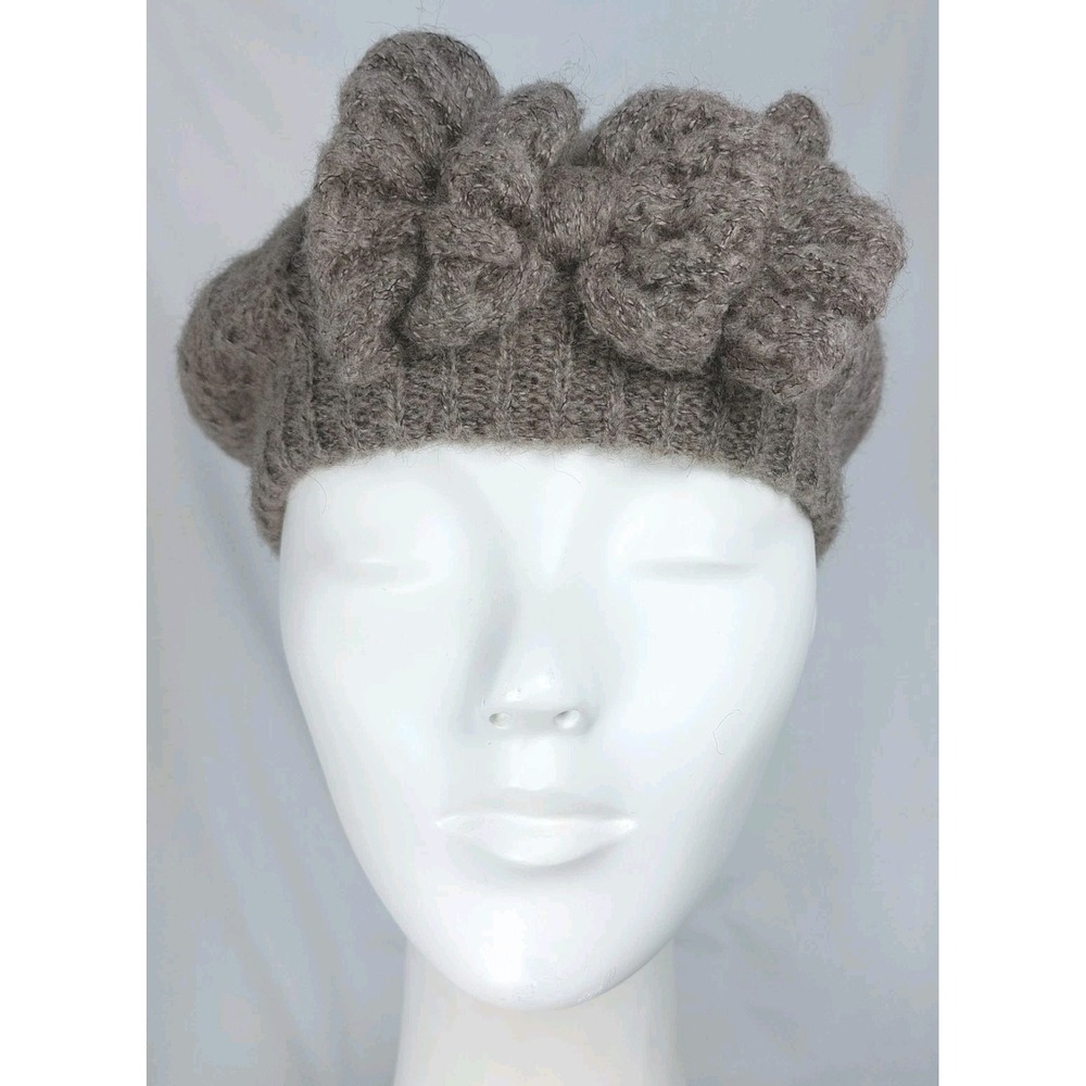 Complit By Marisa Kid Mohair Wool Winter Hat Brown Made‎ In Italy 16"
